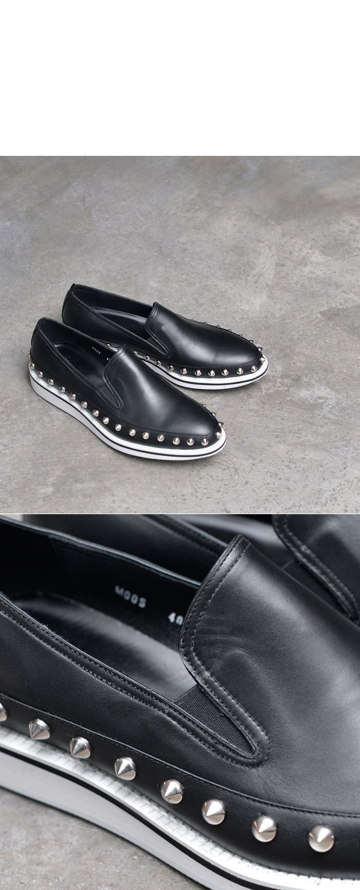 Shoes :: Pointy Silver Stud White Sole Slipon-Shoes 447 - GUYLOOK Men's Trendy Fashion Clothing 